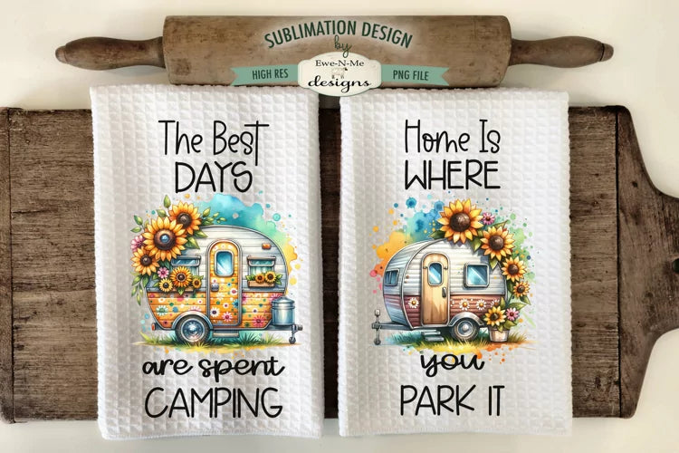 The best days are spend camping SET towel dtf transfer