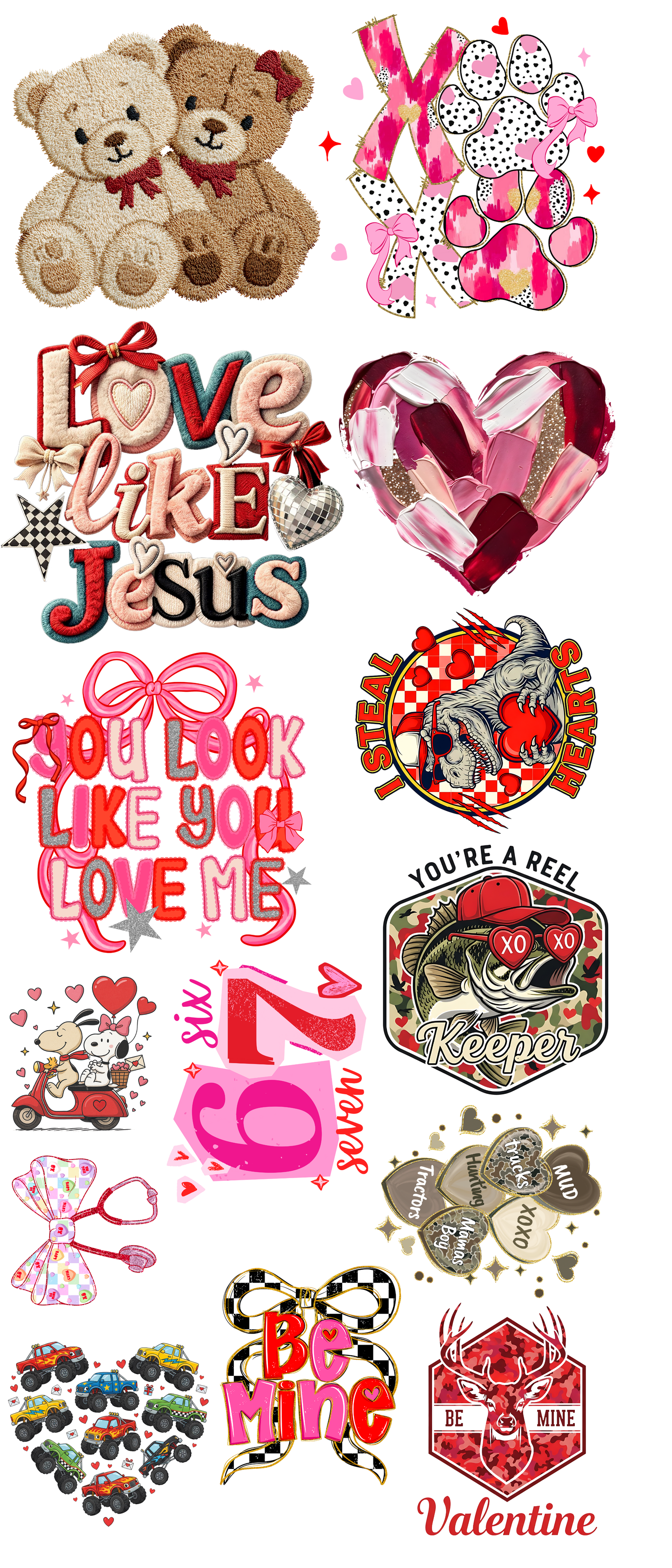 Pre-made Valentines #1 Gang Sheet 16x40