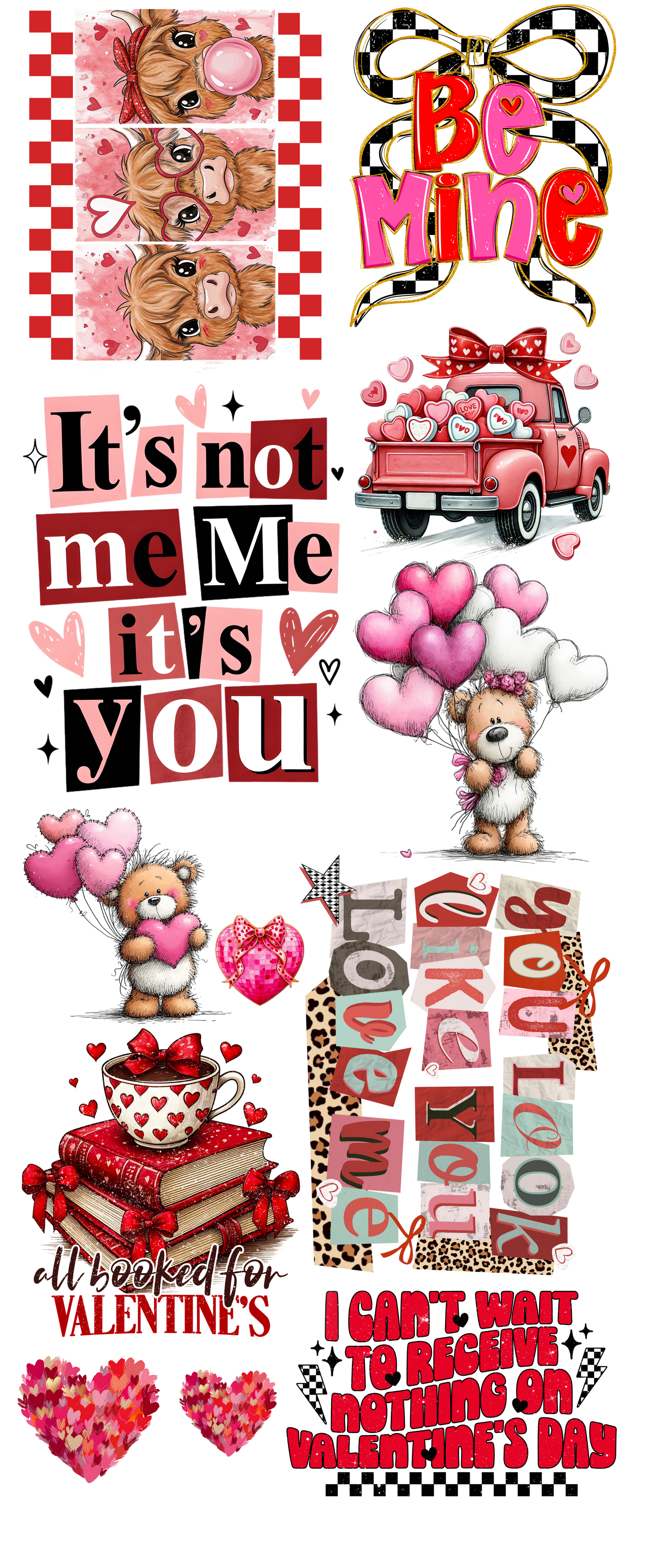 Pre-made Valentines #3 gang sheet 16x40