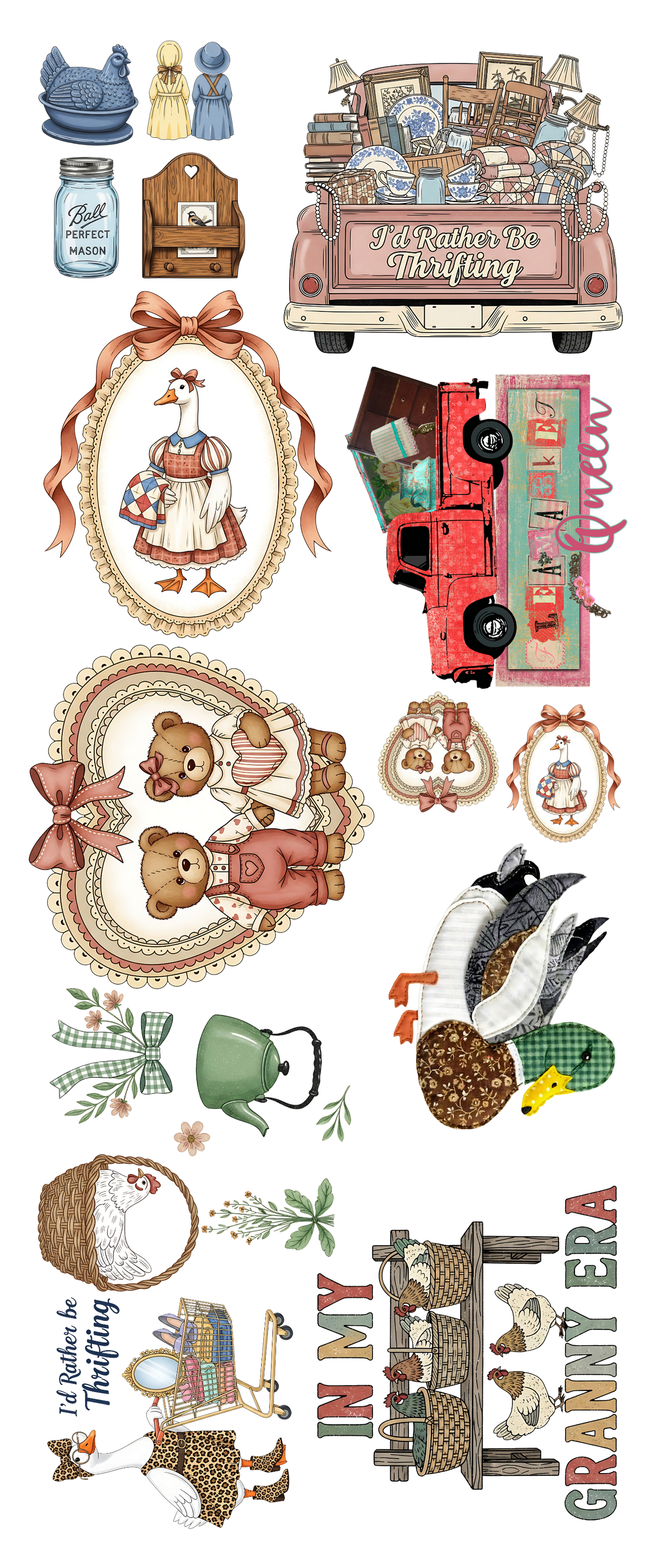 Pre-made Cottagecore #1 gang sheet 16x40