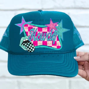 Howdy Faux Glitter Hat patch DTF transfer