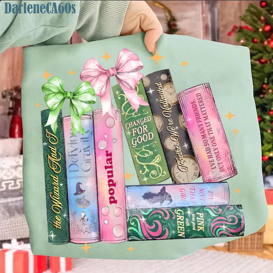 Wicked books pink & green dtf transfer