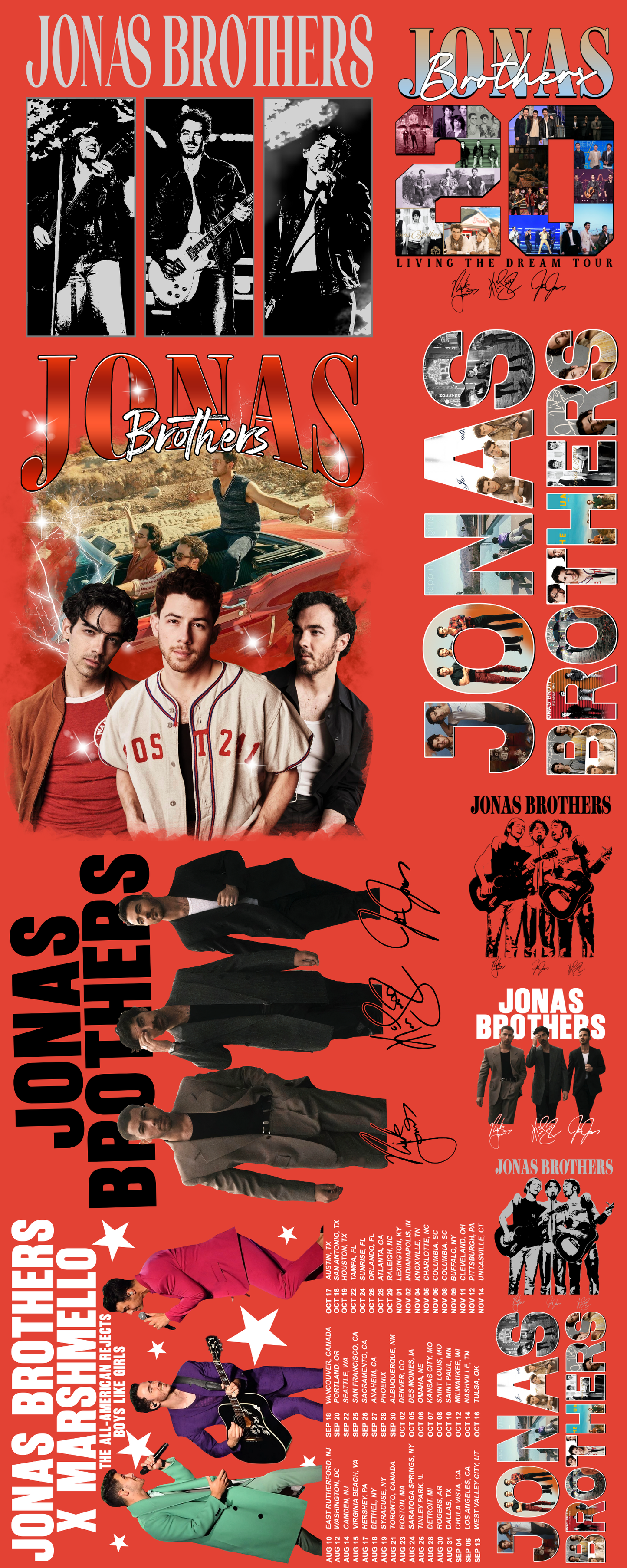 Pre-made Jonas Brothers gang sheet 16x40