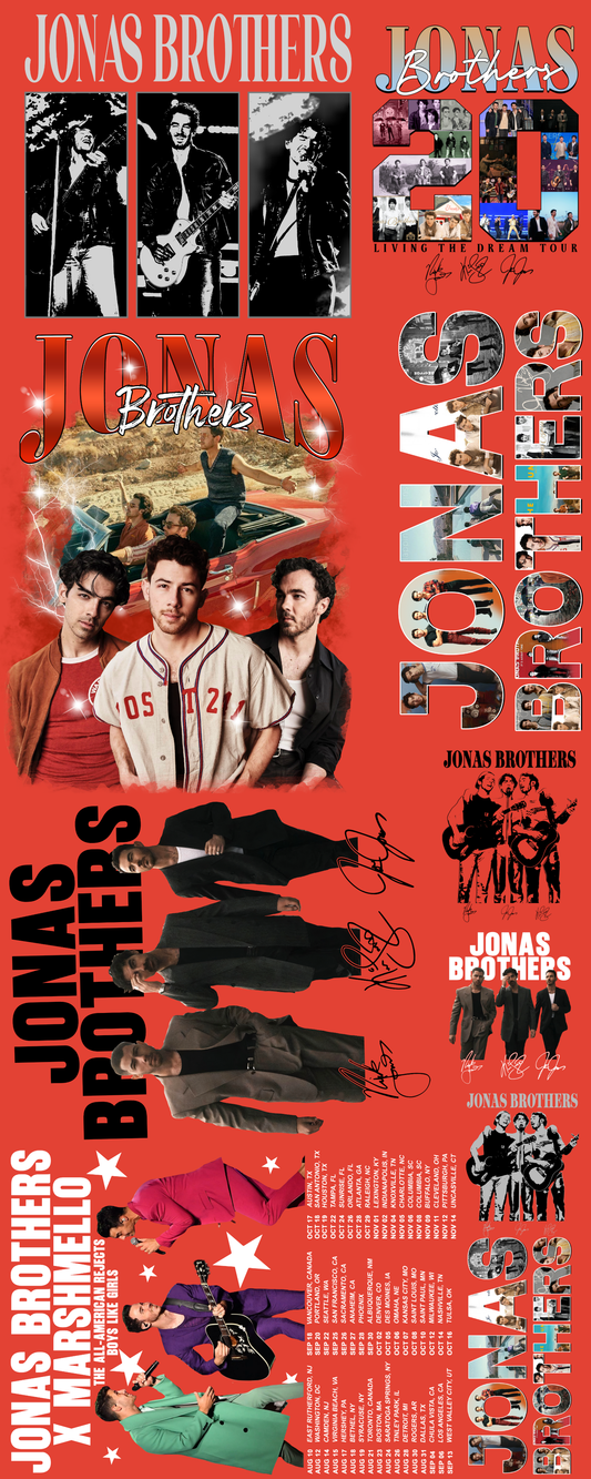 Pre-made Jonas Brothers gang sheet 16x40