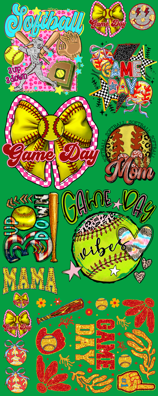 Pre-made Softball #2 gang sheet 16x40