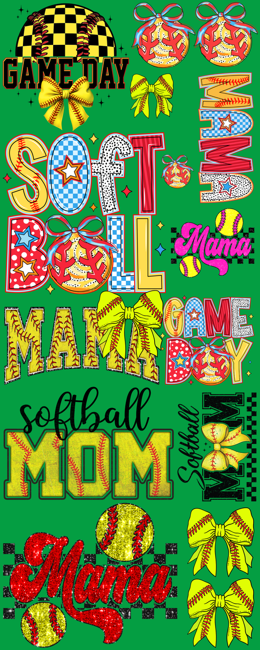 Pre-made Softball gang sheet 16x40