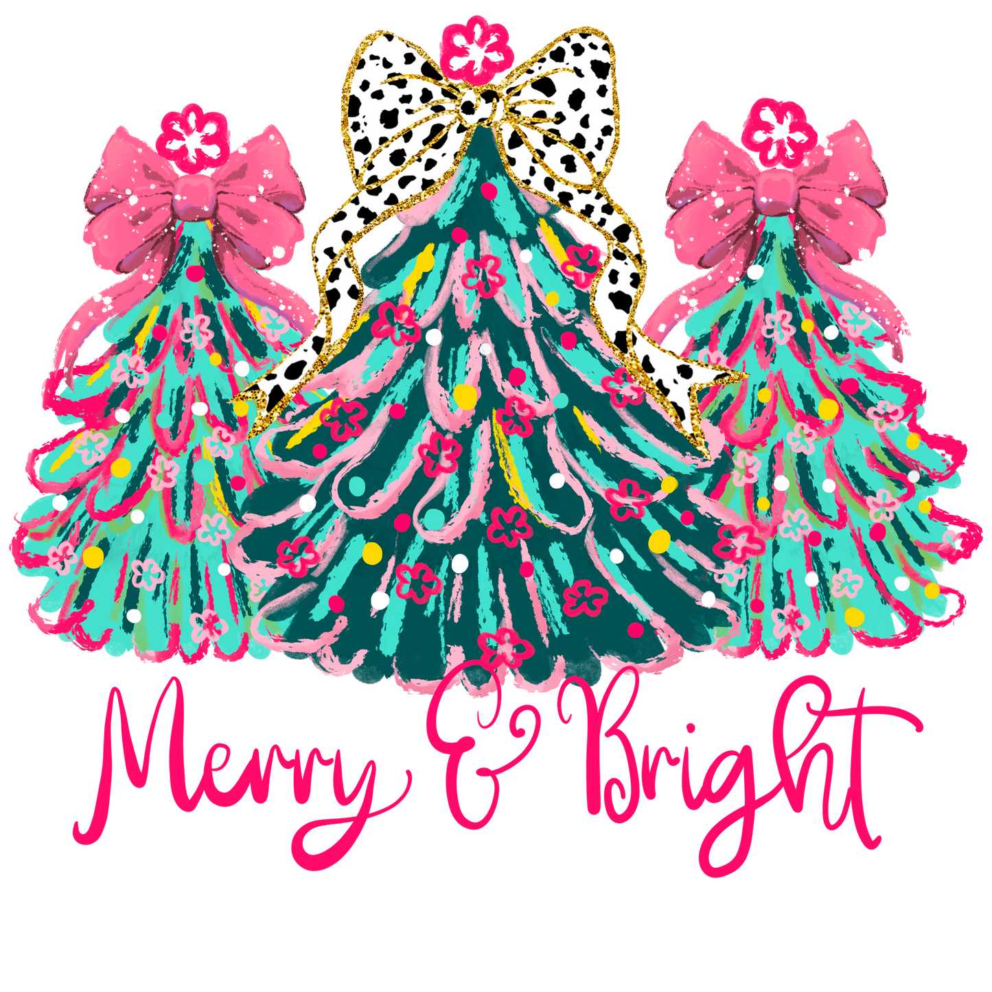 trees merry & bright DTF Transfer