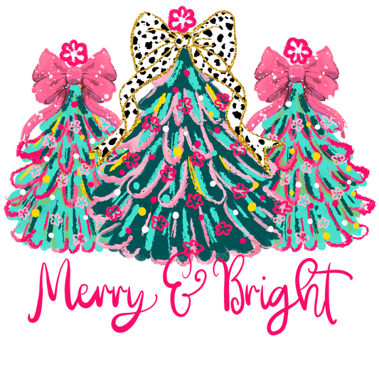 trees merry & bright DTF Transfer