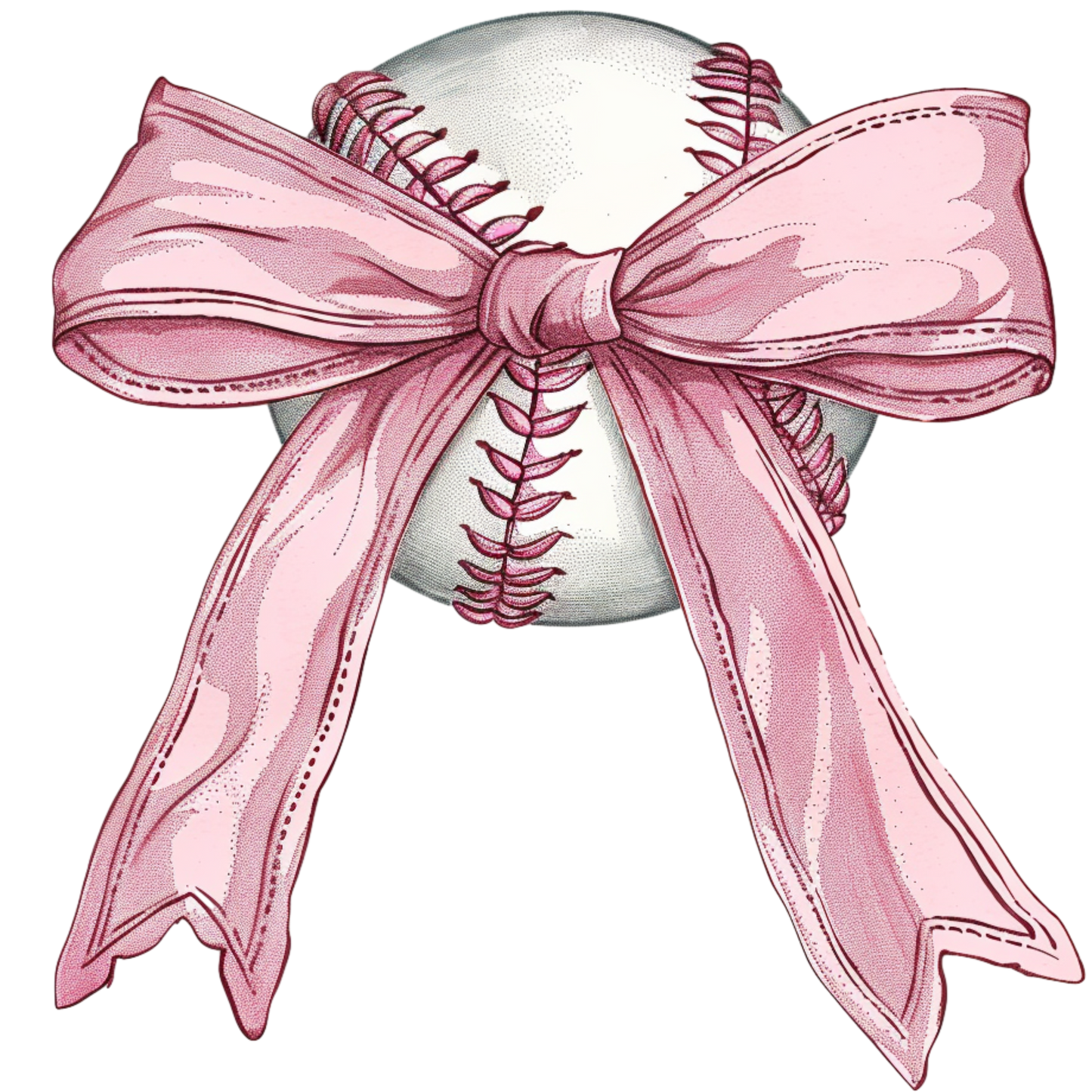 pink bow baseball dtf transfer