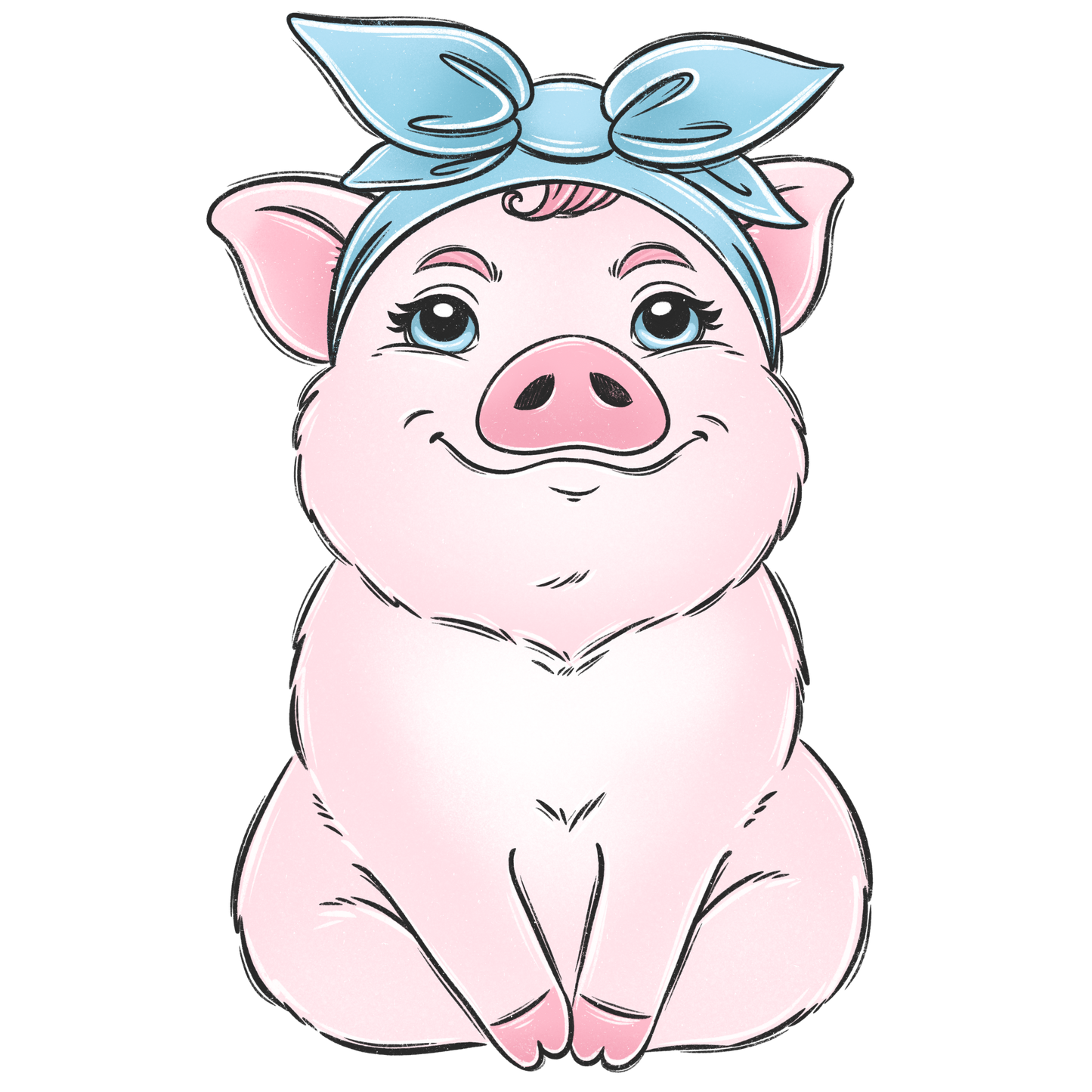 pig headband bow dtf transfer