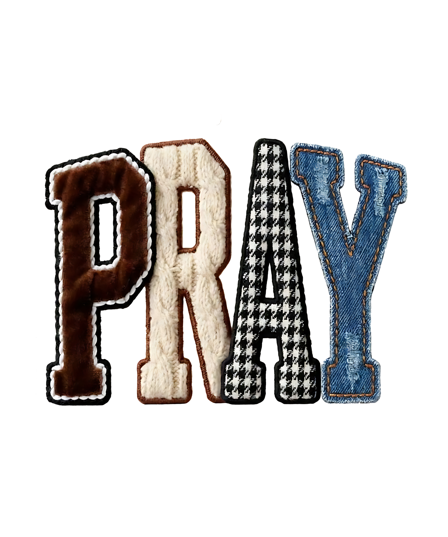 Pray faux patch  dtf transfer