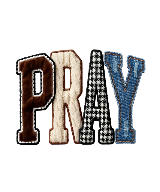 Pray faux patch  dtf transfer