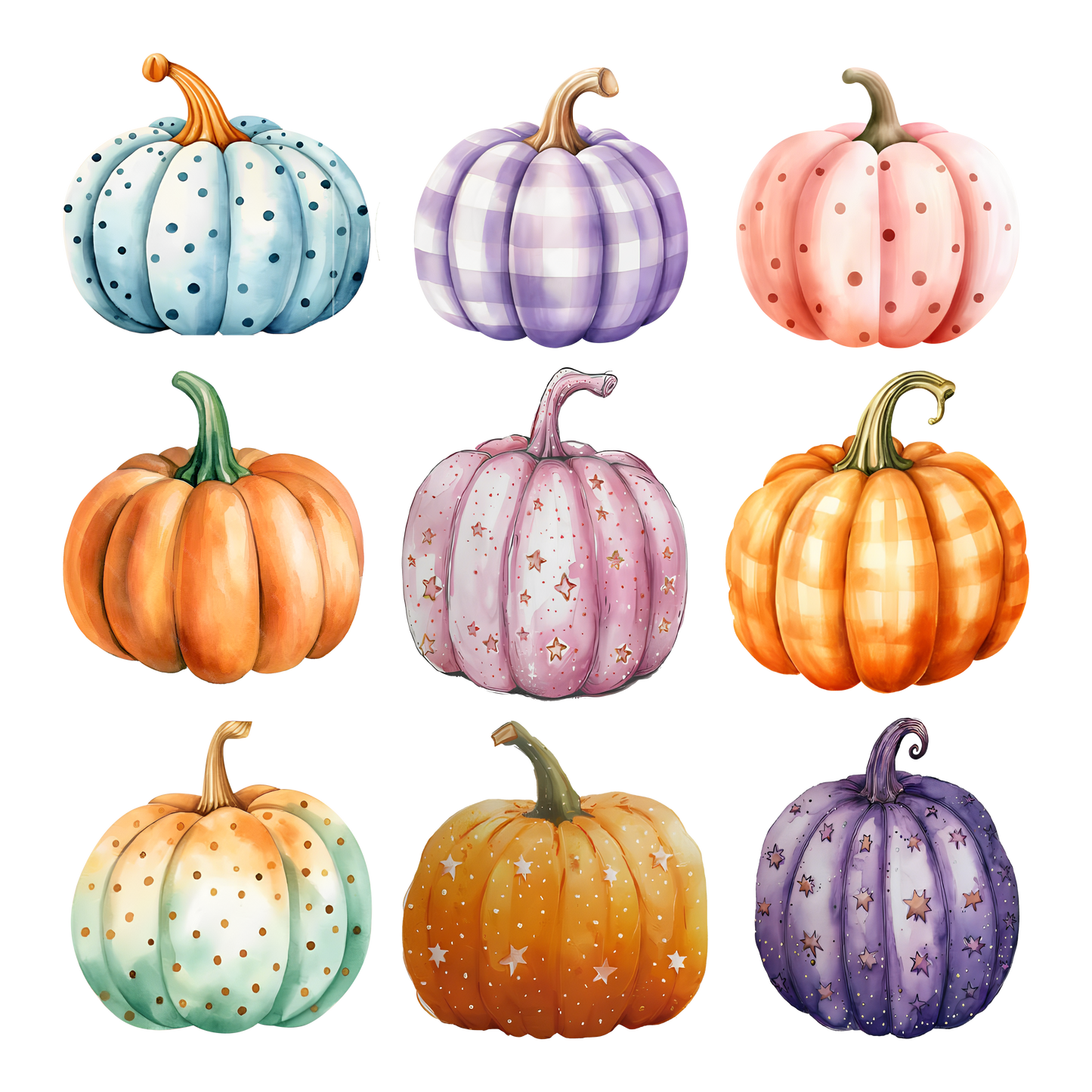 Colored pumpkin Stacked Dtf transfers