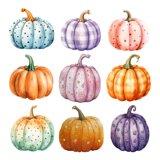 Colored pumpkin Stacked Dtf transfers