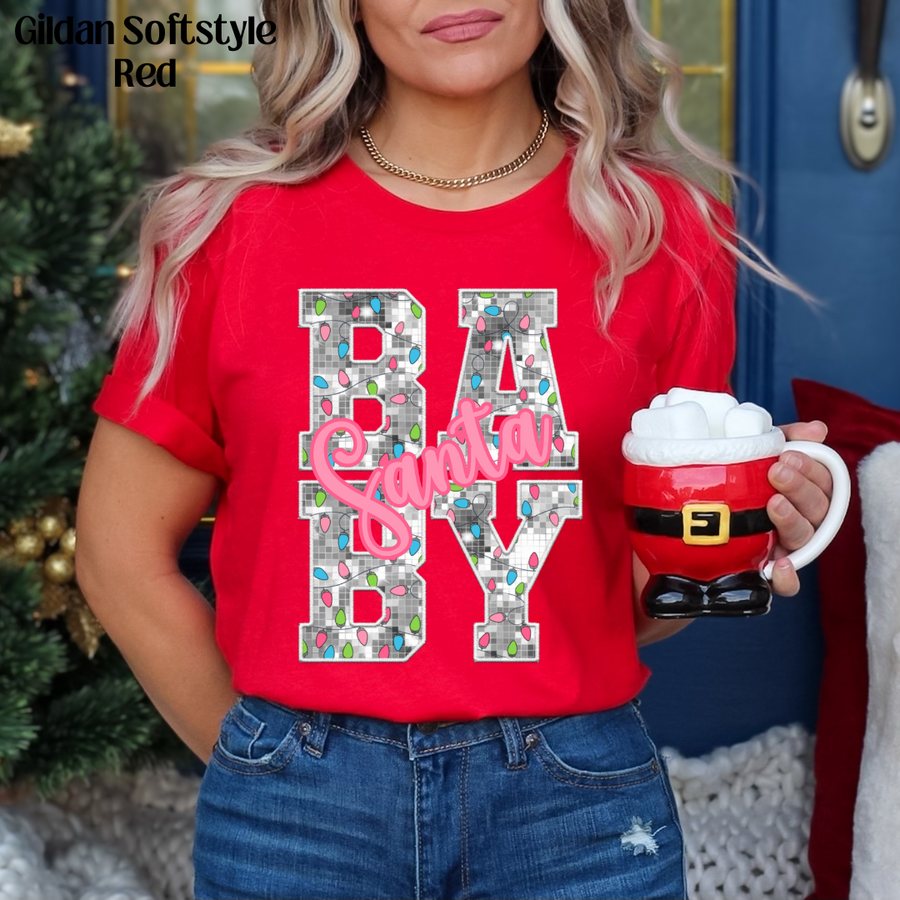 Faux glitter Santa baby dtf transfer