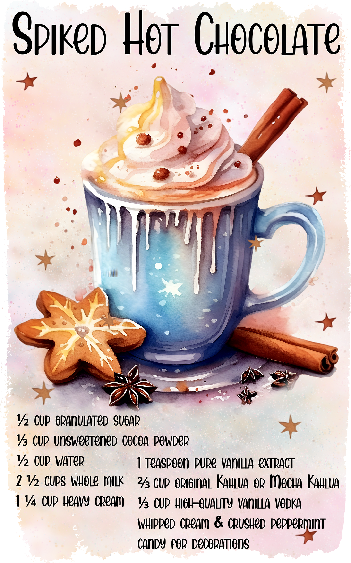 Spiked Hot Chocolate 5x8 Kitchen Towel dtf transfer