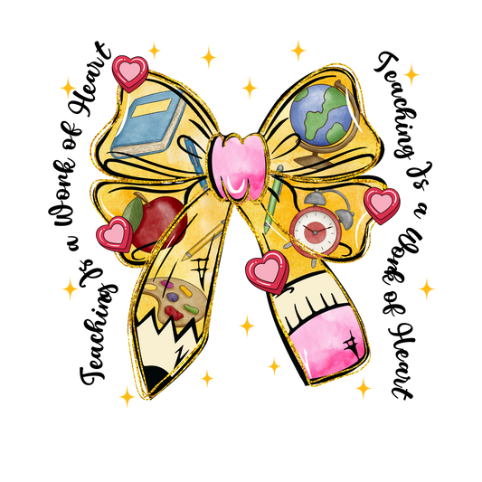 VALENTINE COQUETTE PENCIL TEACHER BOW DTF TRANSFER